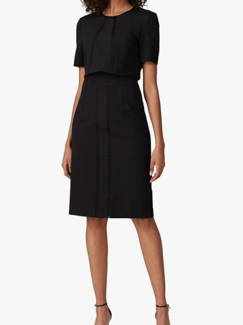 TOCCIN NY Navy Popover Sheath Dress Crochet Trim Size 4